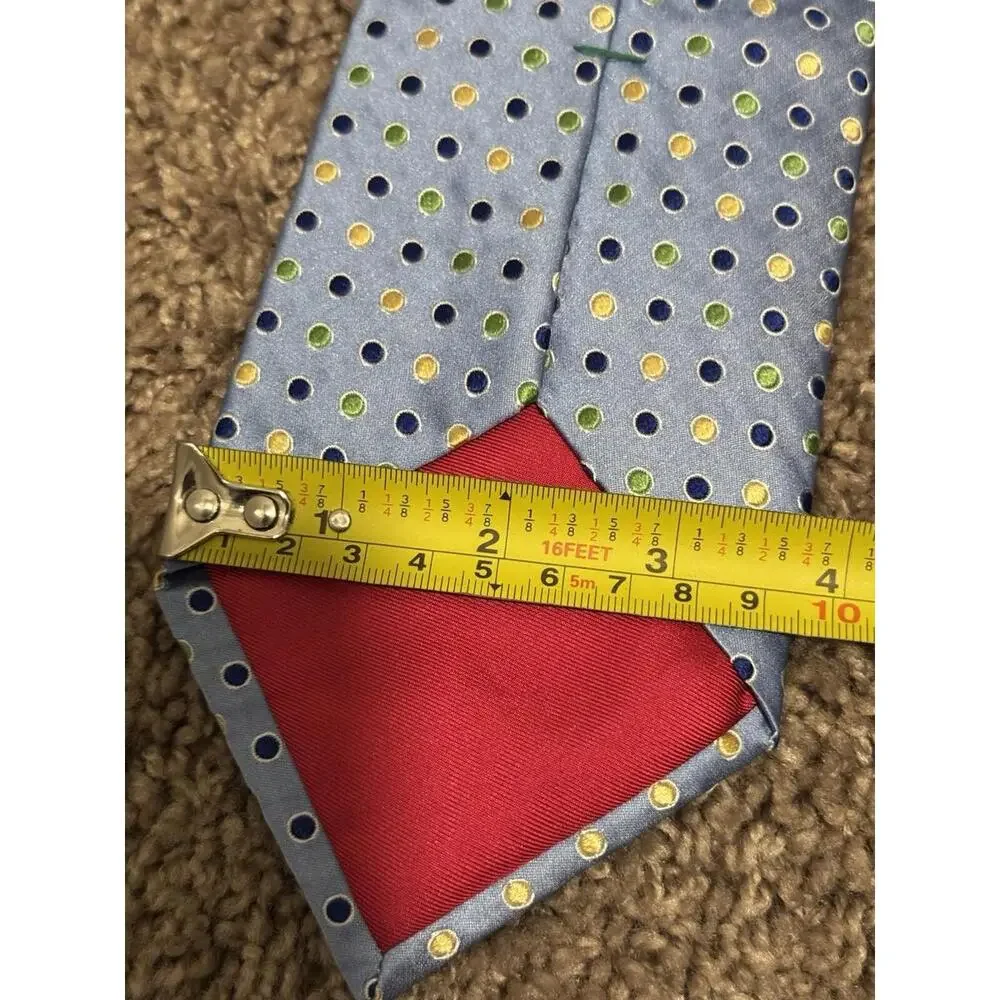 Tommy Hilfiger‎ 100% Silk Designer Neck Tie – Light Blue/Navy Blue Polka Dots